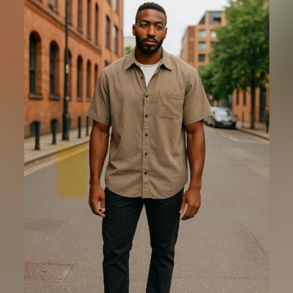 Stafford Brown Casual Button Down Shirt